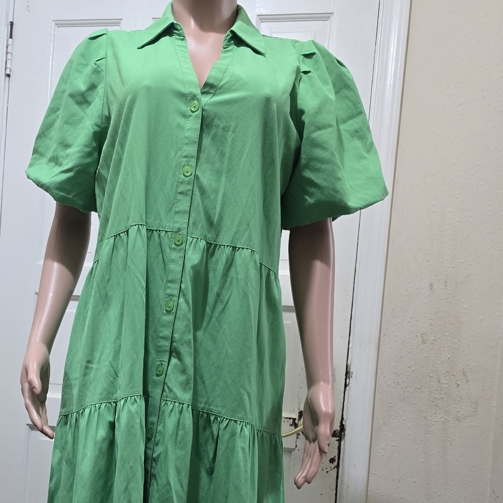 Brochu Walker Vibrant Green Button-Down Maxi Dress - Picture 7 of 8